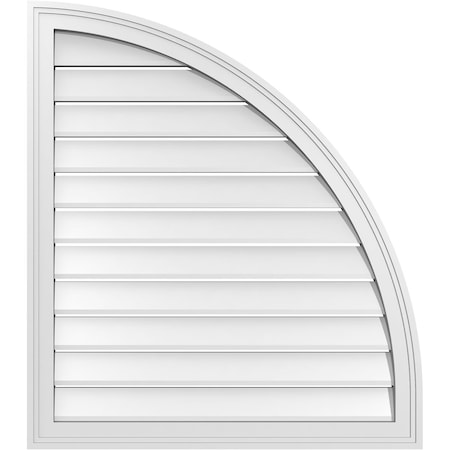 Ekena Millwork Quarter Round Top Right Surface Mount PVC Gable Vent w/ 2"W x 1-1/2"P Brickmould Frame, 30"W x 34"H GVPQR30X3402SF